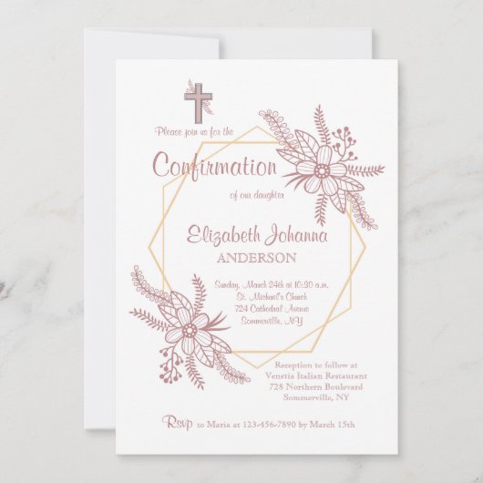 花の抱擁宗教招待状 招待状 (正面)