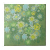 花の抽象的な塩っぽい水彩画 タイル (正面)