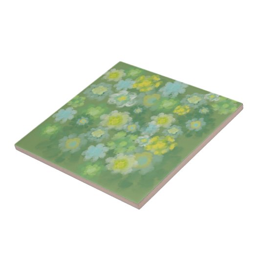 花の抽象的な塩っぽい水彩画 タイル (側面)