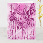 花の抽象的な絵の飛沫とユリ カード (黄色い花)