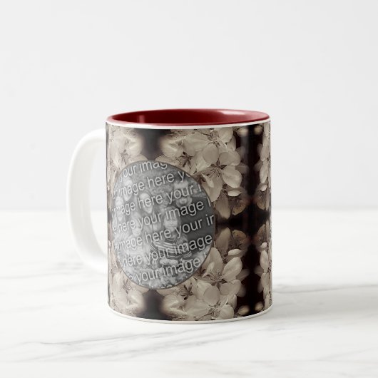 花の抽象芸術写真の追加 ツートーンマグカップ (正面左)