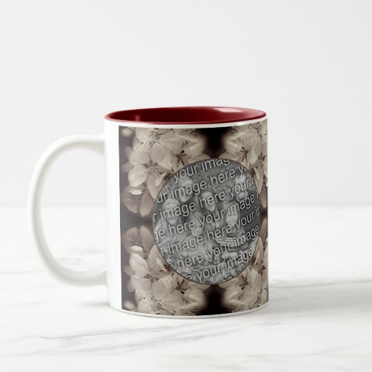 花の抽象芸術写真の追加 ツートーンマグカップ (左)