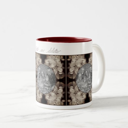 花の抽象芸術写真の追加 ツートーンマグカップ (正面右)