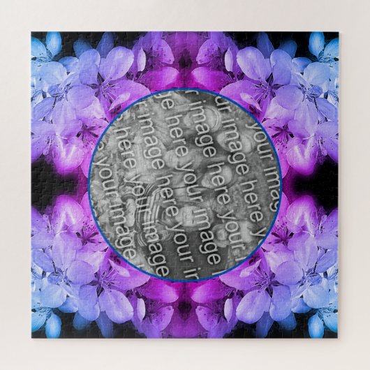 花の抽象芸術着色あなたの写真を追加 ジグソーパズル (横)