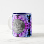 花の抽象芸術着色あなたの写真を追加 ツートーンマグカップ (正面左)