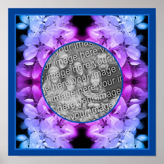花の抽象芸術着色あなたの写真を追加 ポスター (正面)