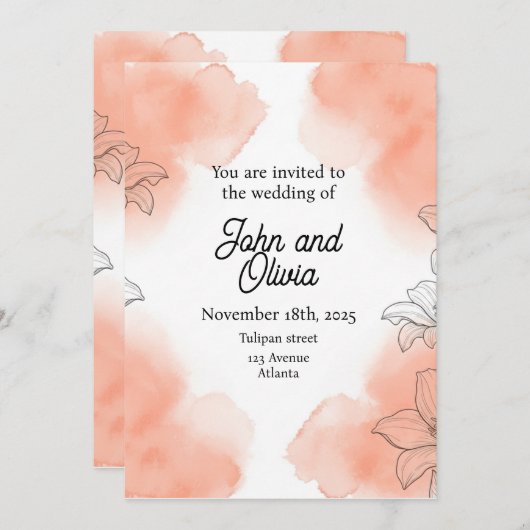 花の招待状 招待状 (正面/裏面)