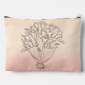 花の描花束イエロー/ピンク色の花嫁メイド アクセサリーポーチ (裏面)