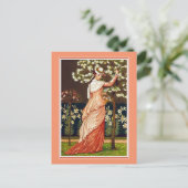 花の摘み時間ヴィンテージイラストレーション ポストカード (スタンド正面)