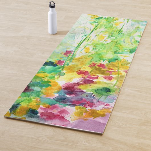 花の数々の花束の水彩 ヨガマット (インサイチュ)