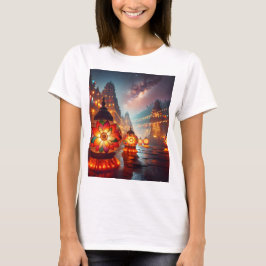 花の文字が描かれた3つの提灯 Tシャツ