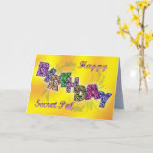 花の文字を持つ秘密の友達のためのバースデー・カード カード (黄色い花)