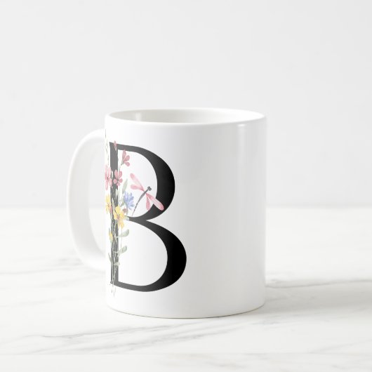 花の文字B コーヒーマグカップ (正面左)