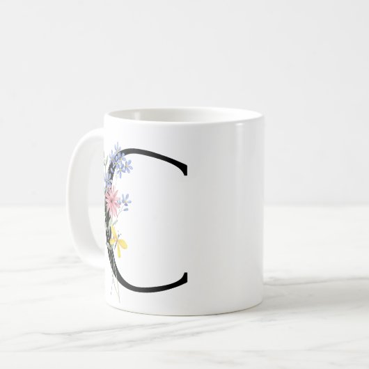花の文字C コーヒーマグカップ (正面左)