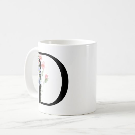 花の文字D コーヒーマグカップ (正面左)