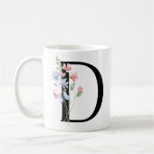 花の文字D コーヒーマグカップ (左)