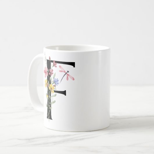 花の文字F コーヒーマグカップ (正面左)