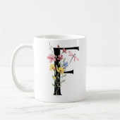 花の文字F コーヒーマグカップ (左)