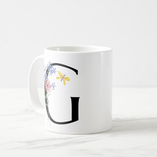 花の文字G コーヒーマグカップ (正面左)