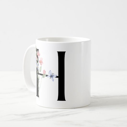 花の文字H コーヒーマグカップ (正面左)