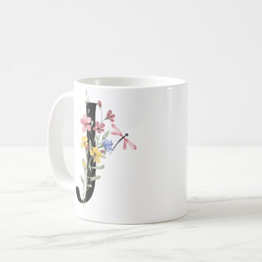 花の文字J コーヒーマグカップ (正面左)