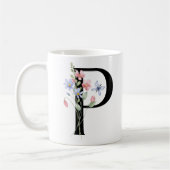 花の文字P コーヒーマグカップ (左)