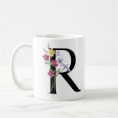 花の文字R コーヒーマグカップ (左)