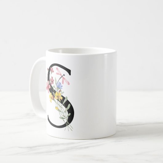 花の文字S コーヒーマグカップ (正面左)