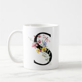 花の文字S コーヒーマグカップ (左)