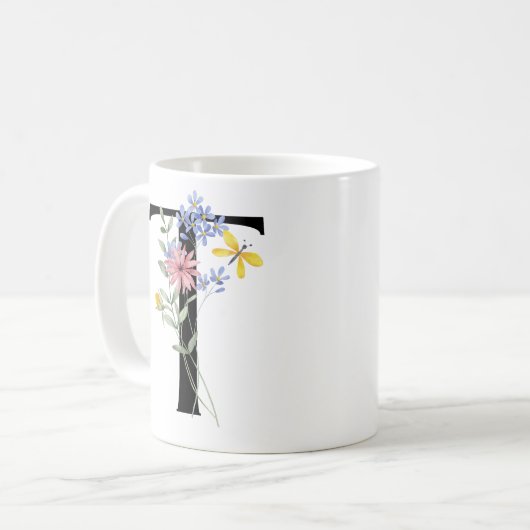 花の文字T コーヒーマグカップ (正面左)
