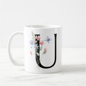 花の文字U コーヒーマグカップ (左)
