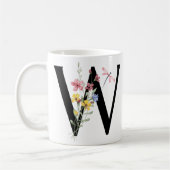 花の文字W コーヒーマグカップ (左)