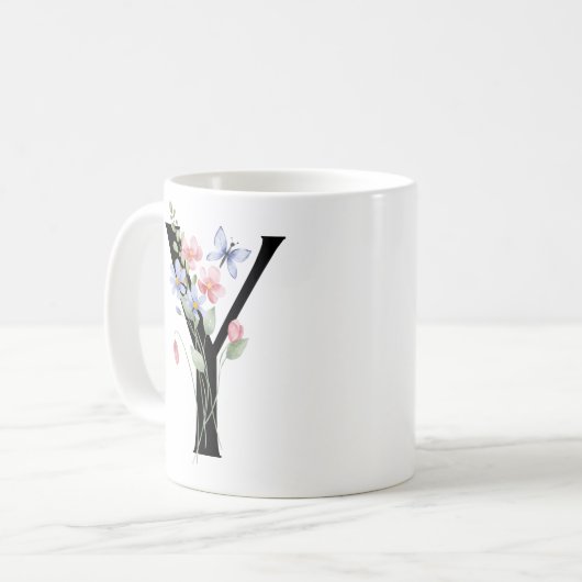 花の文字Y コーヒーマグカップ (正面左)