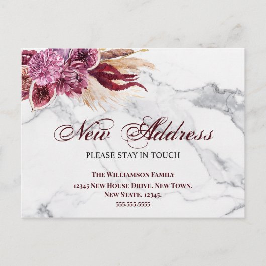 花の新しい住所お知らせ ポストカード (正面)