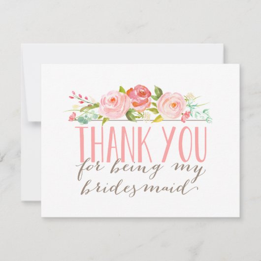 花の新婦付添人は感謝していしています サンキューカード (正面)