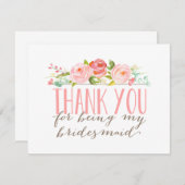 花の新婦付添人は感謝していしています サンキューカード (正面/裏面)