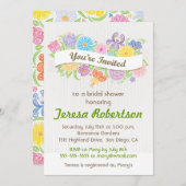 花の旗のブライダルシャワーの招待状 招待状 (正面/裏面)