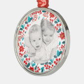 花の旗の休日の写真の優れた円形のオーナメント メタルオーナメント (左)