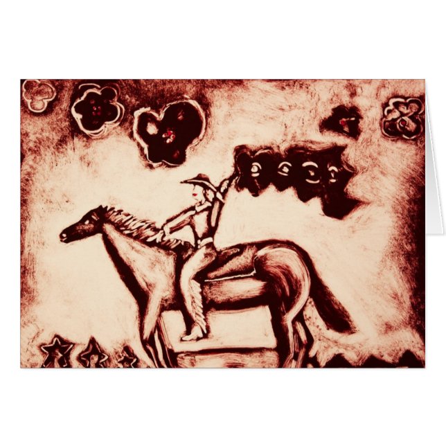 花の旗を持つ女性のカーボーイ (正面横)