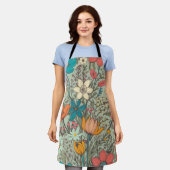 花の春の模様 エプロン (着用した状態)