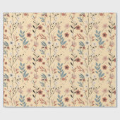 花の春の模様 赤いポピーと葉 ラッピングペーパー (フラット)