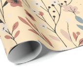 花の春の模様 赤いポピーと葉 ラッピングペーパー (ロールコーナー)