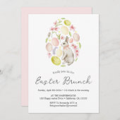 花の春の水彩イースターエッグ イースターの朝食 招待状 (正面/裏面)