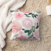 花の春の水彩画のバラの枕 クッション (ブランケット)
