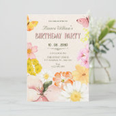 花の春の開花の誕生日 招待状 (スタンド正面)