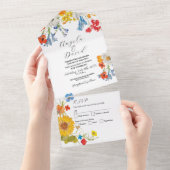 花の春繊細なフローラ結婚式の招待RSVP オールインワン招待状 (貼ってはがせる)