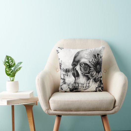 花の景色のスカル クッション (椅子)