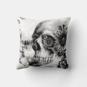 花の景色のスカル クッション (裏面)