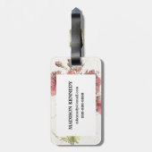 花の暗いピンクのしぶき ラゲッジタグ (裏面縦)