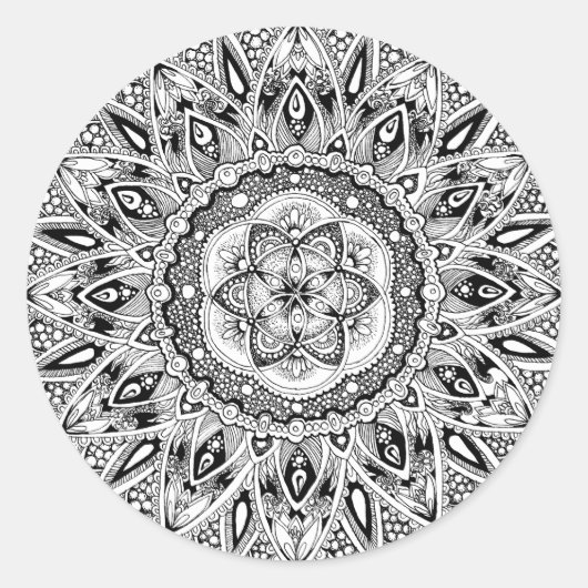 花の曼荼羅と生命の種子 ラウンドシール (正面)